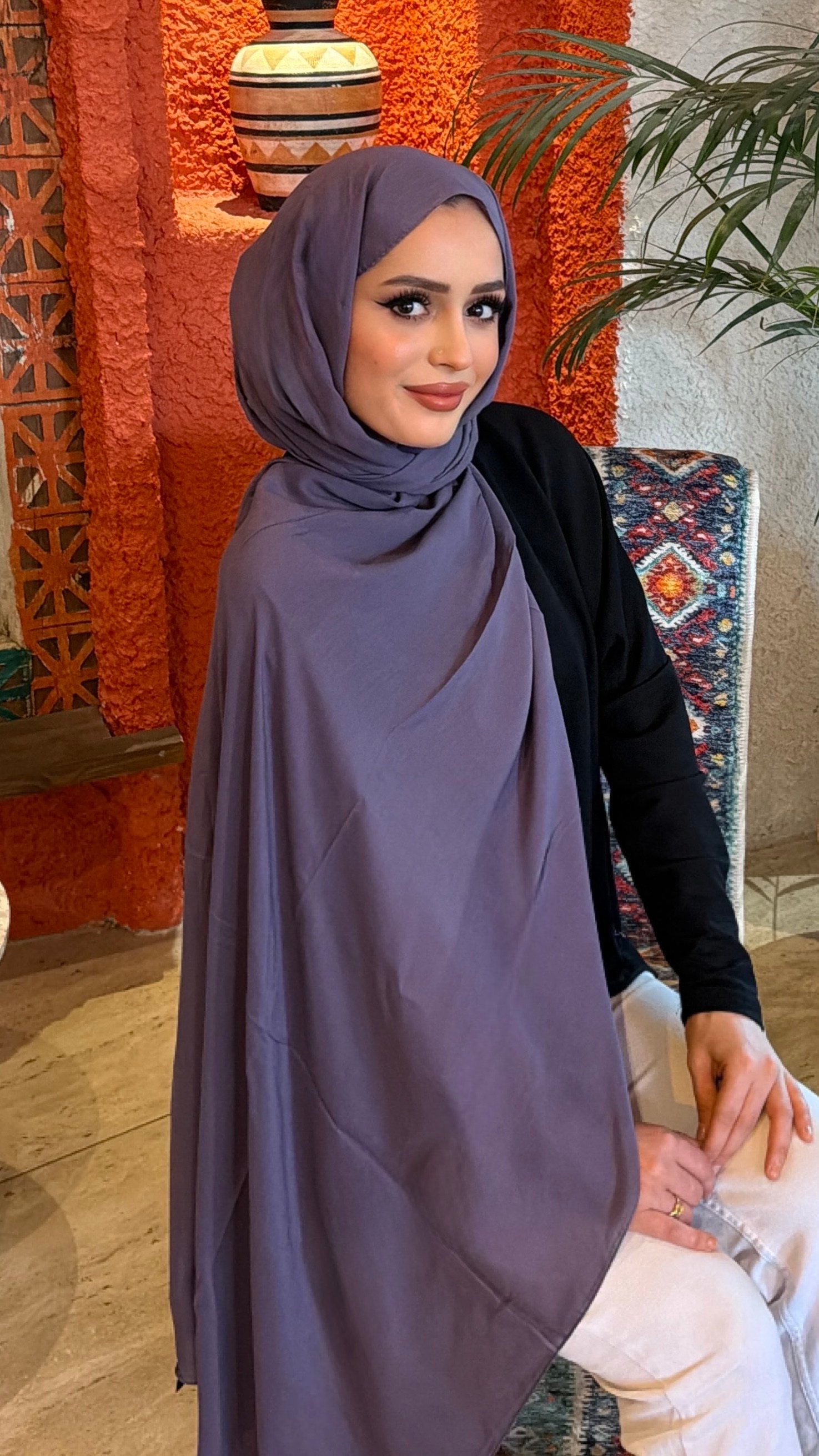 %100 ORGANİK ŞAL KOYU LİLA