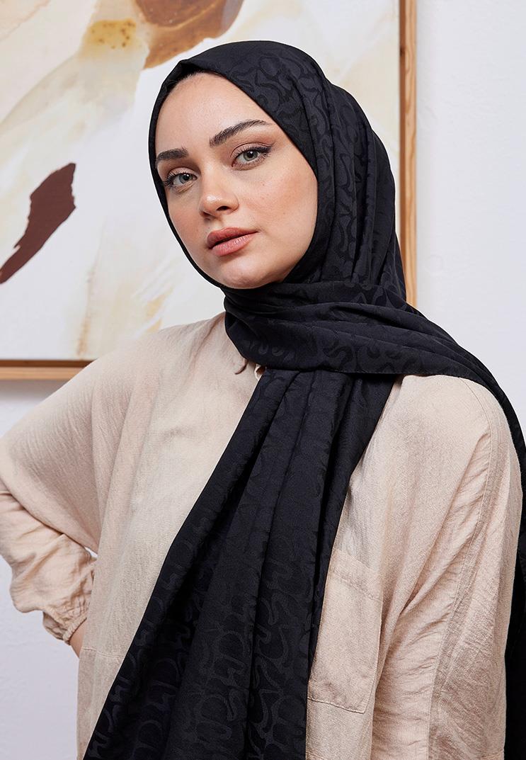 Aura Desen Jakar Şal Siyah