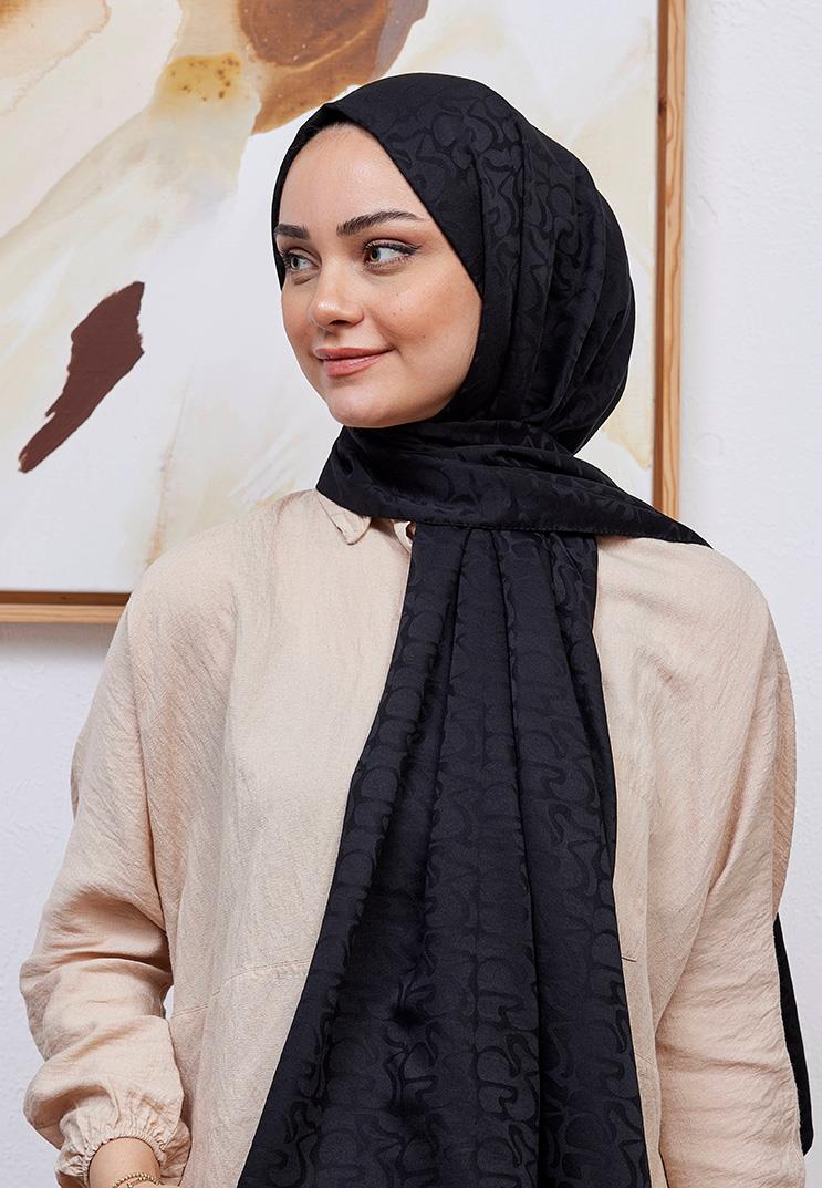 Aura Desen Jakar Şal Siyah