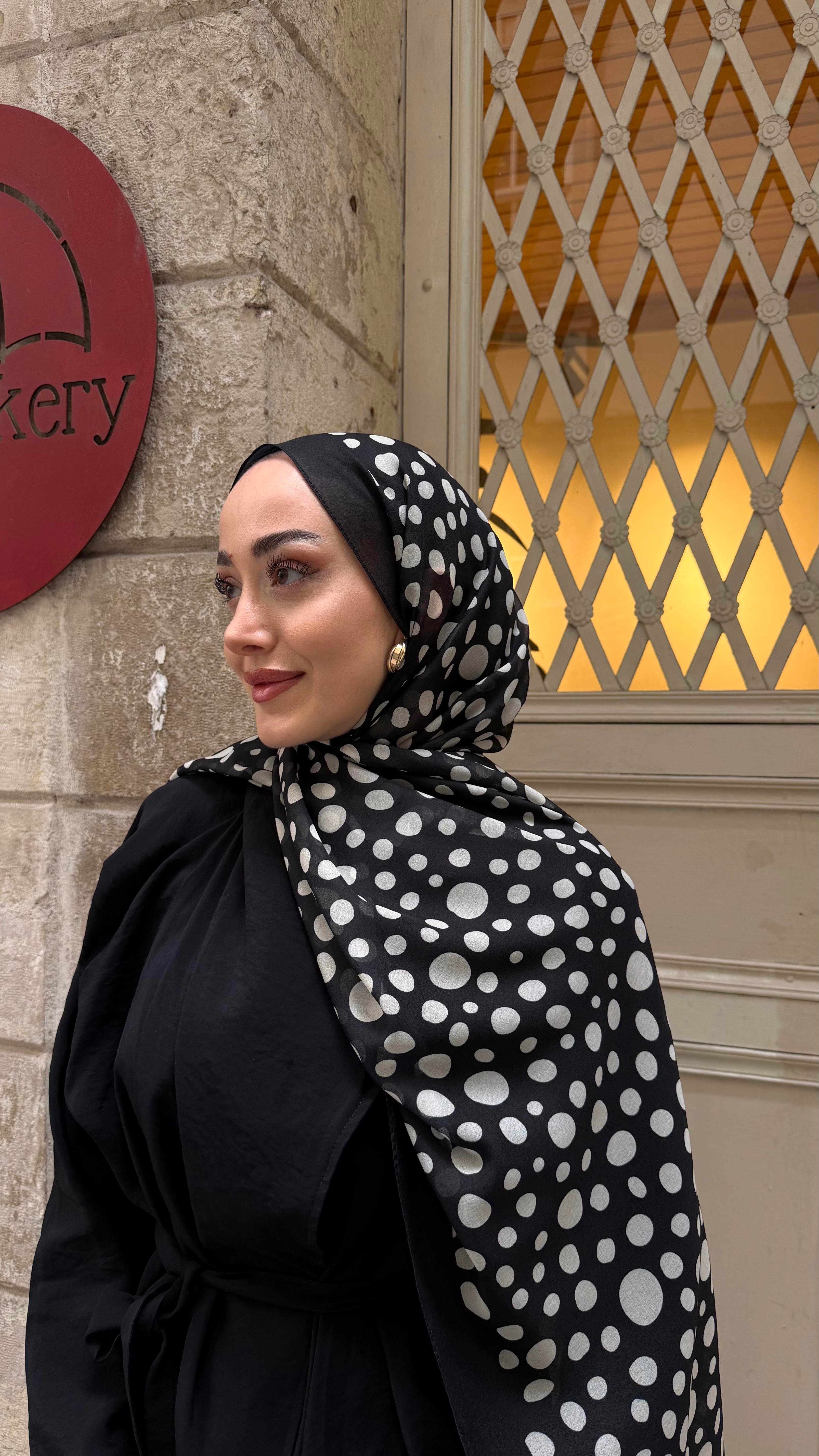 Damla Desen Fransız İpeği Şal Siyah