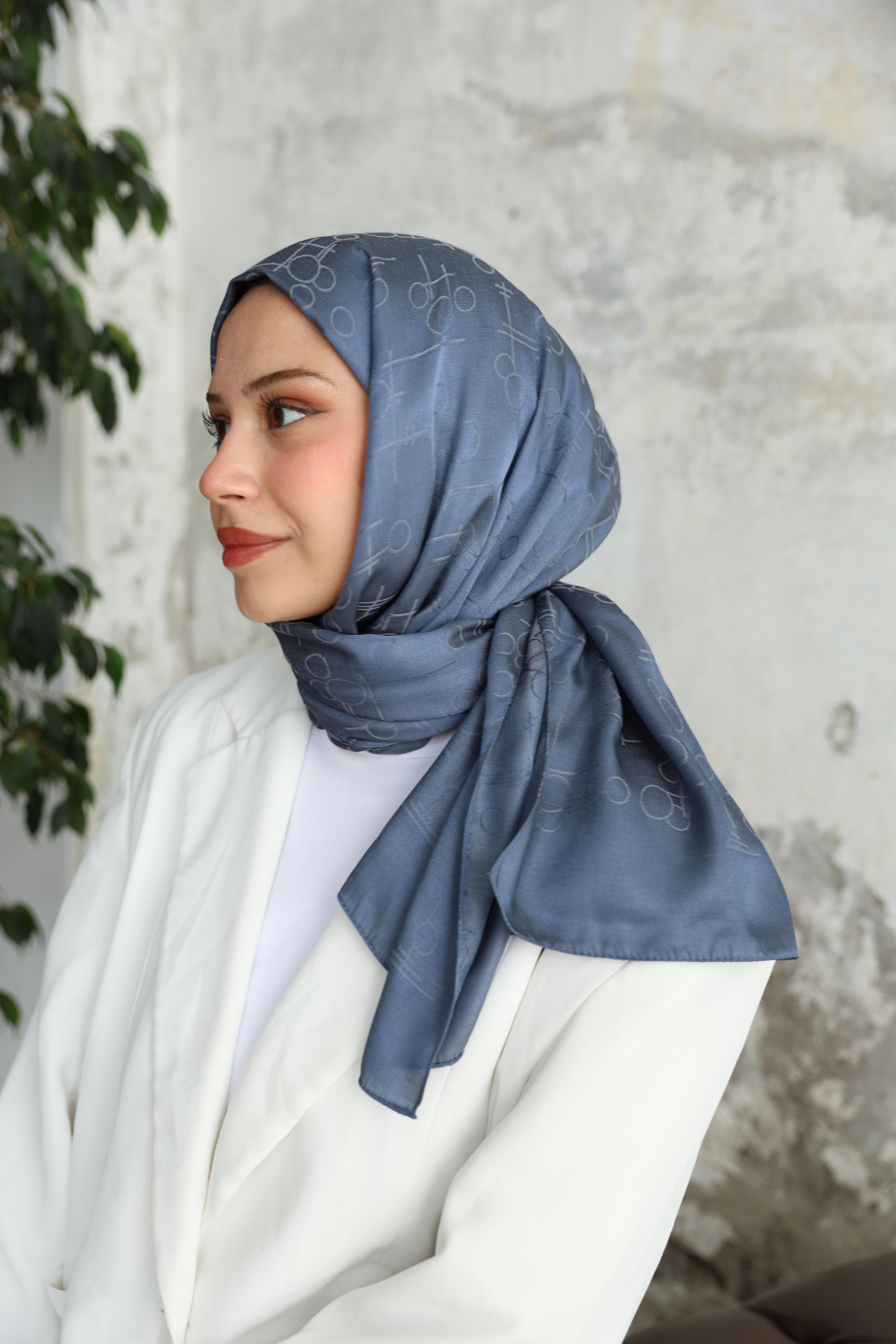 Döngü Desen Jakar Şal Mavi