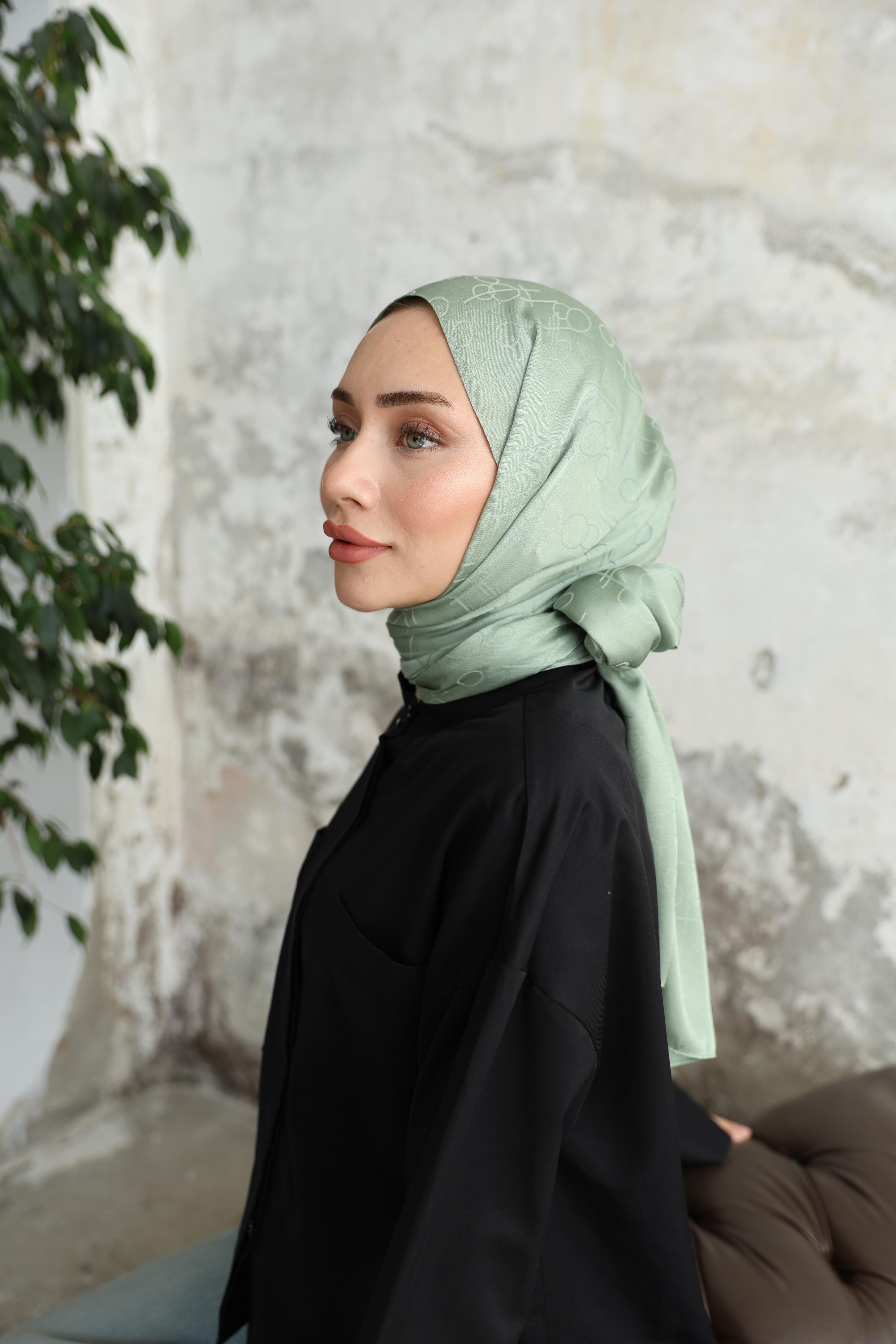 Döngü Desen Jakar Şal Mint Yeşili