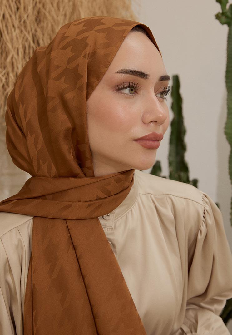 Fashion Desen Şal Karamel