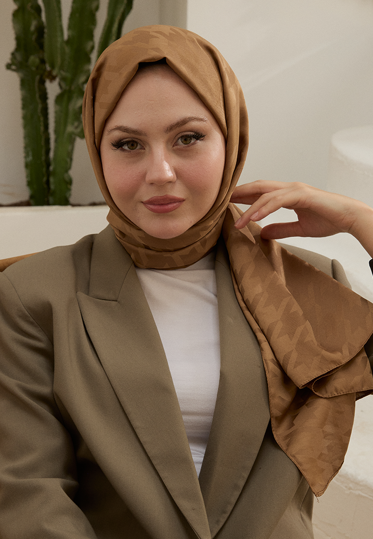 Fashion Desen Şal Soft Kahve