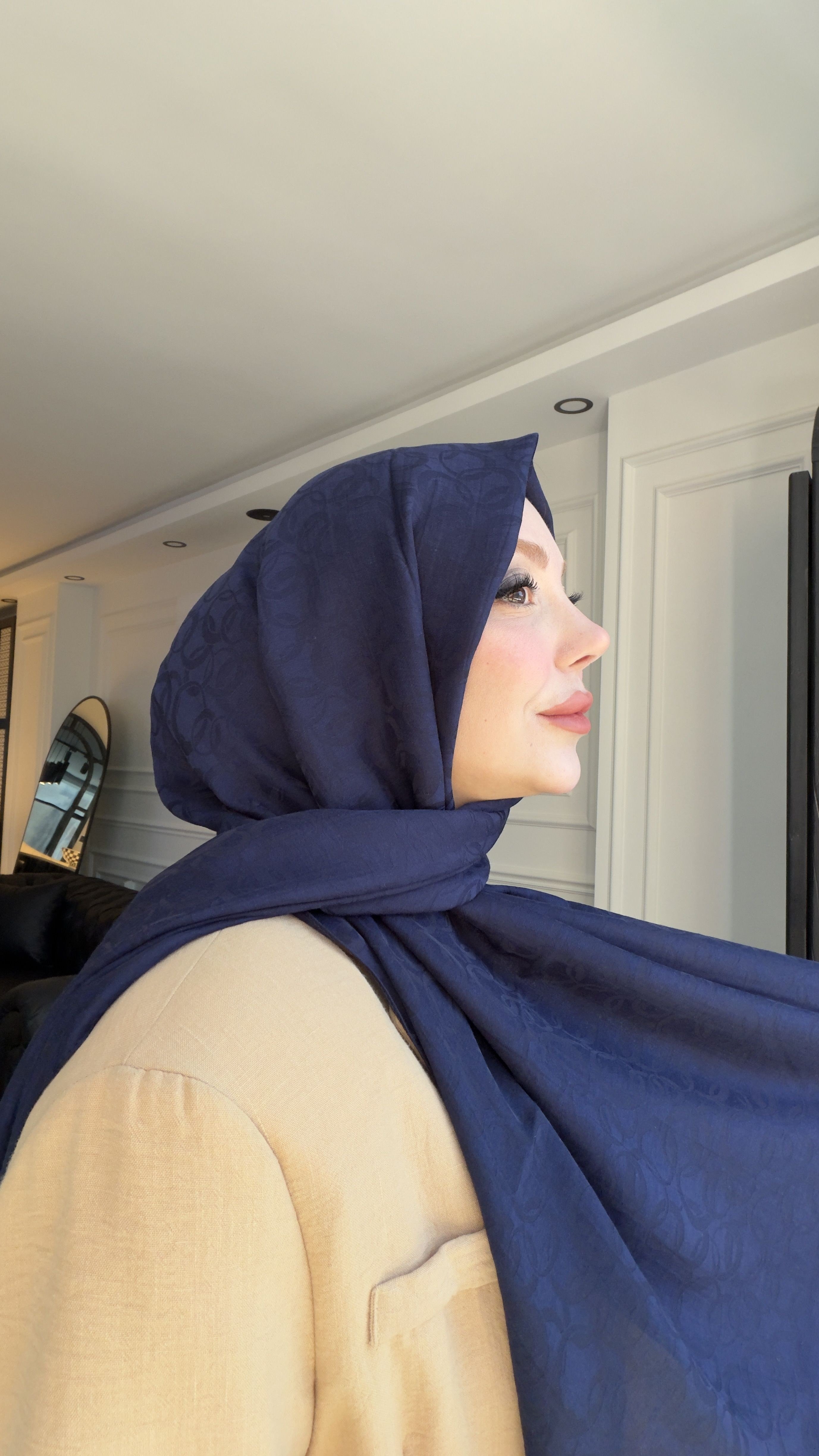 FİLOŞ PAMUK JAKAR ŞAL LACİVERT