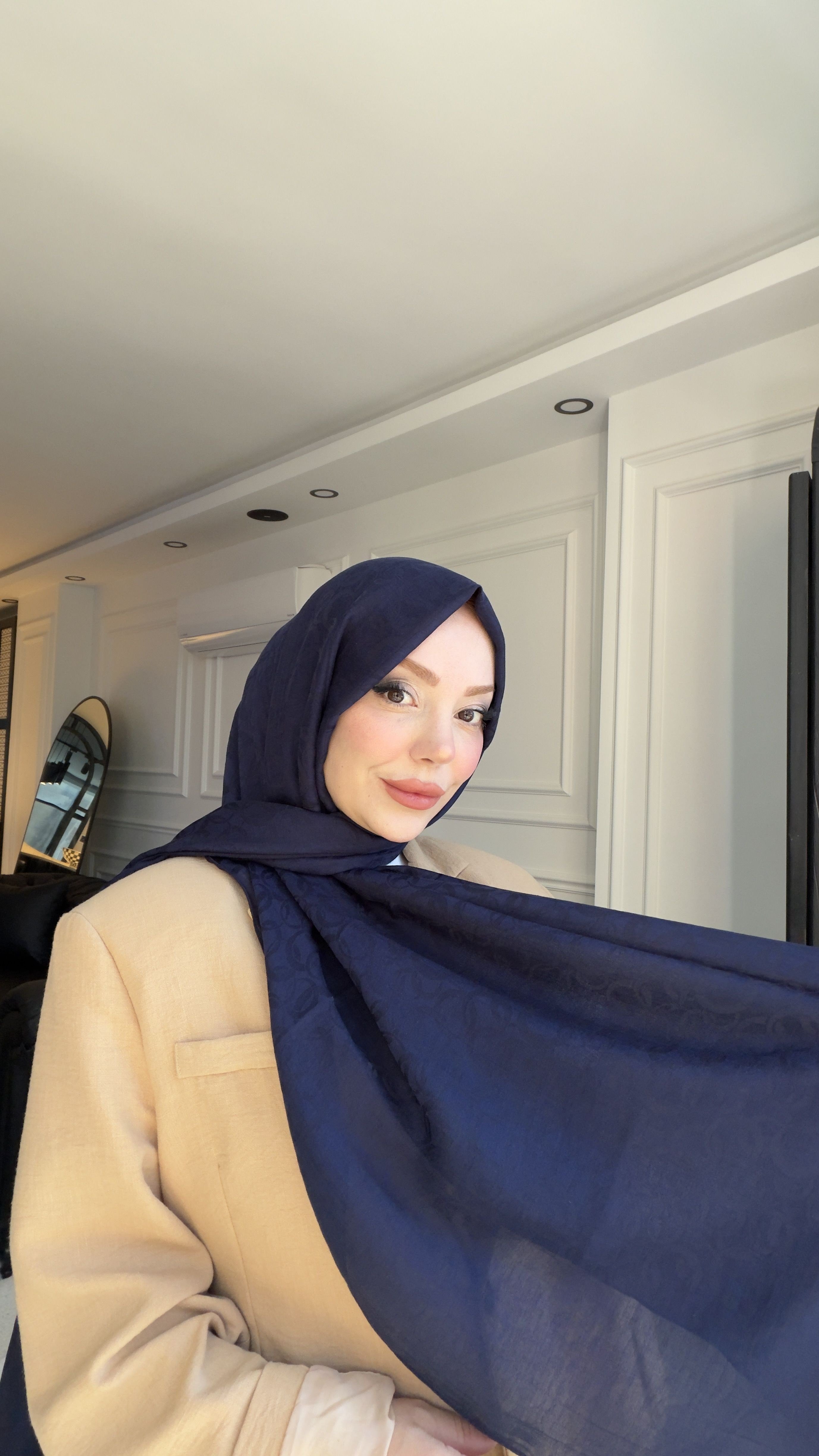 FİLOŞ PAMUK JAKAR ŞAL LACİVERT