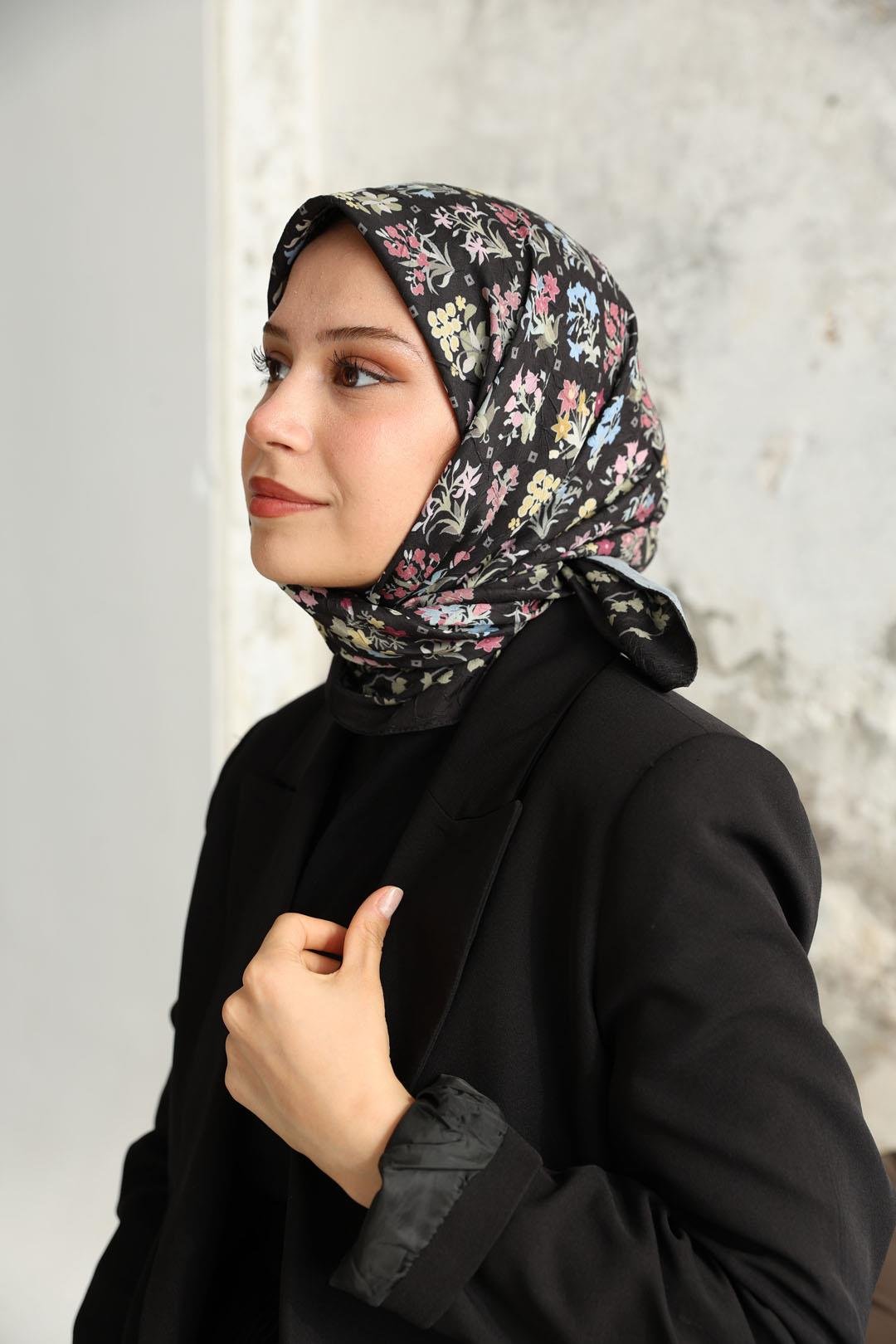 Fiore Desen Bambu Kraş Eşarp Begonya