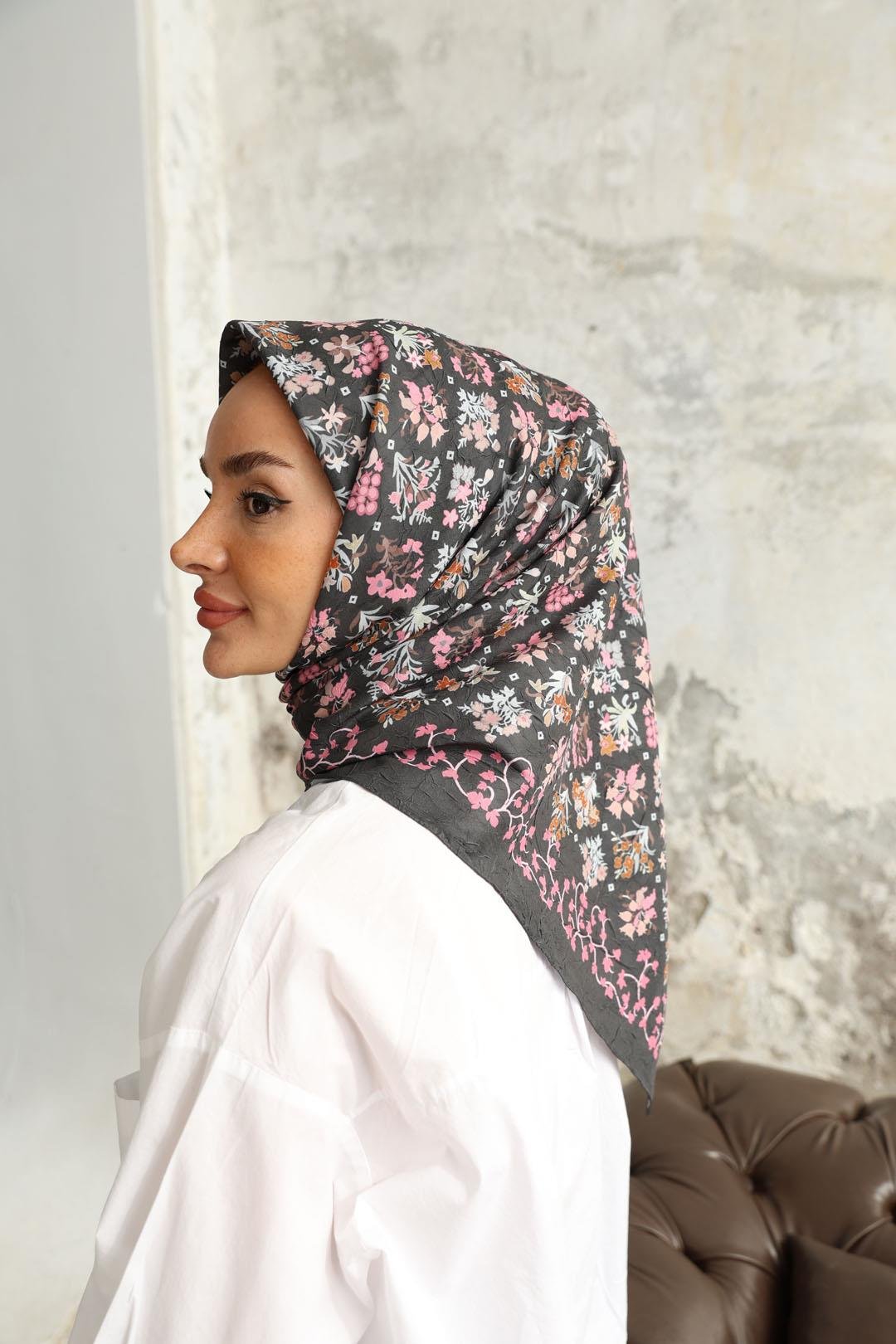 Fiore Desen Bambu Kraş Eşarp Pembe