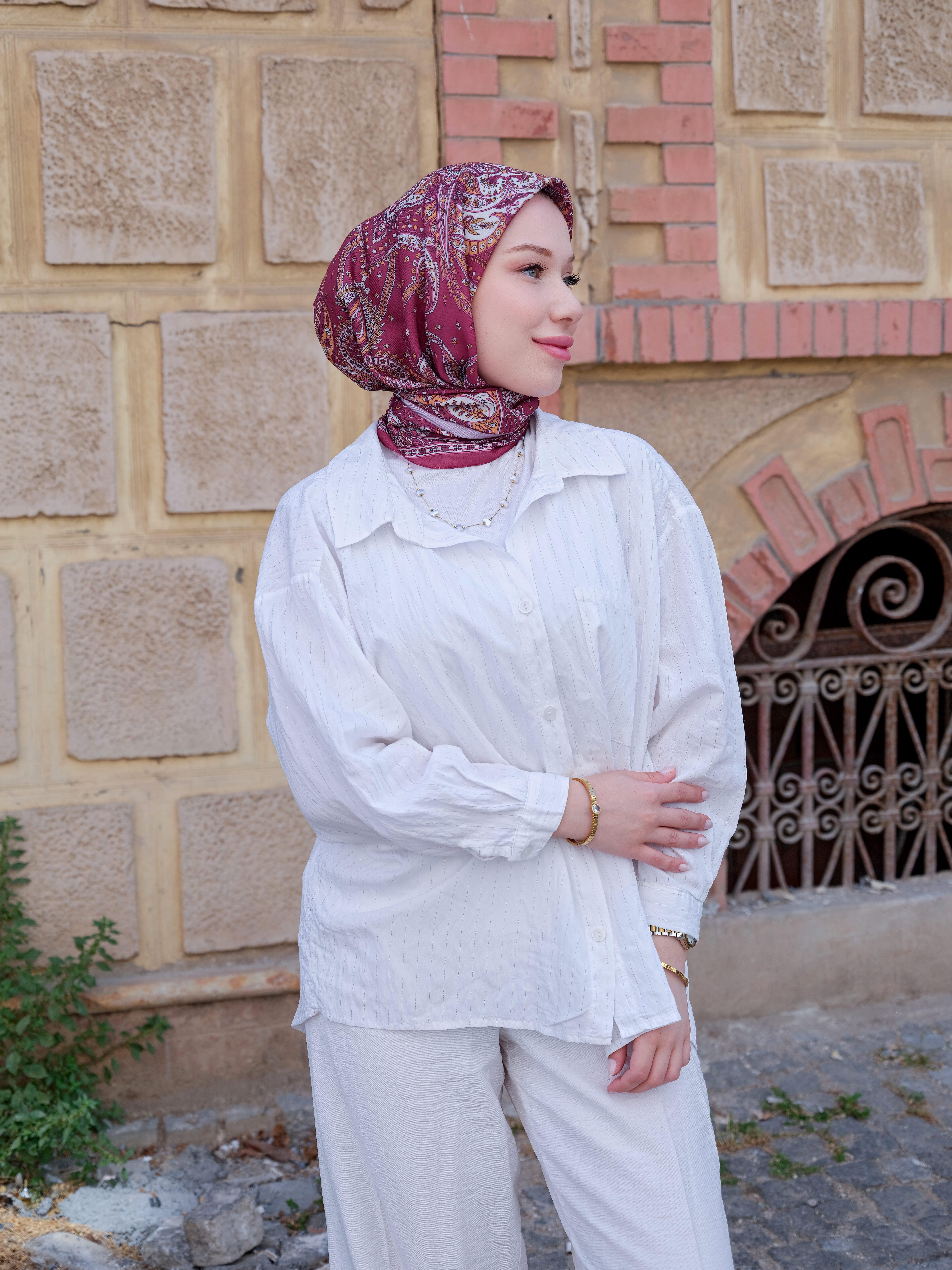 Freda Desen Eşarp Antik Fuşya