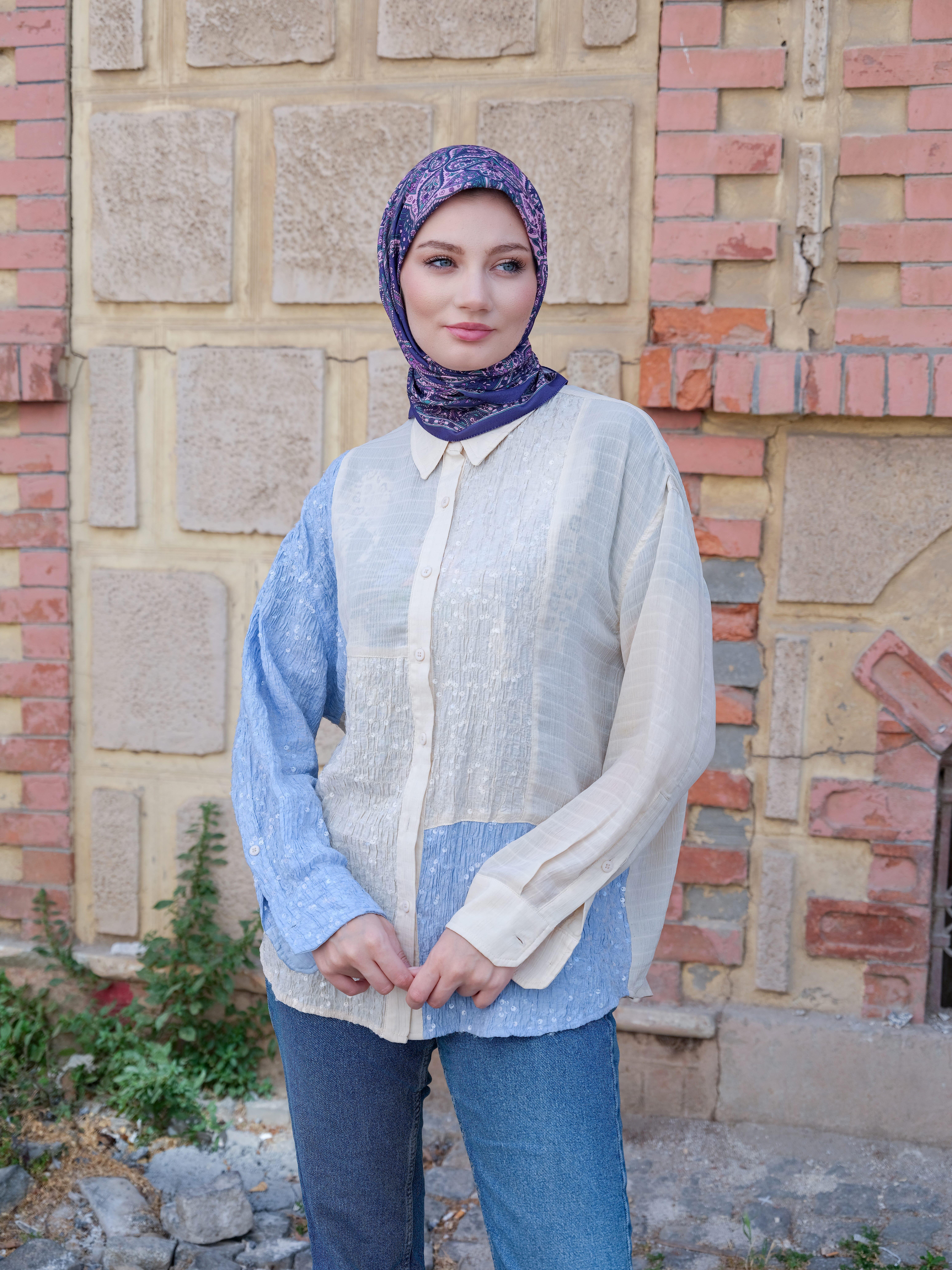 Freda Desen Eşarp Denim