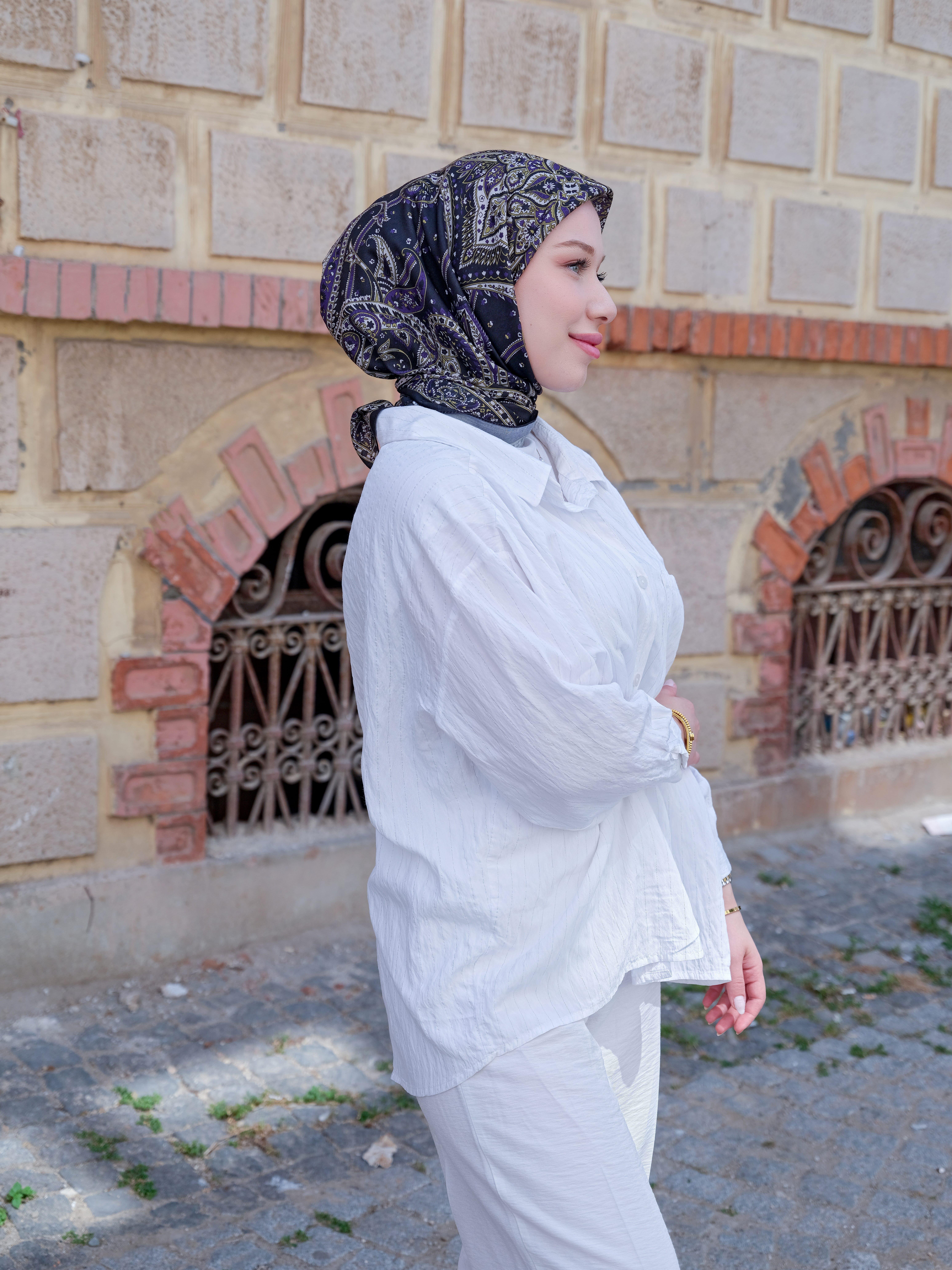 Freda Desen Eşarp Kurşun