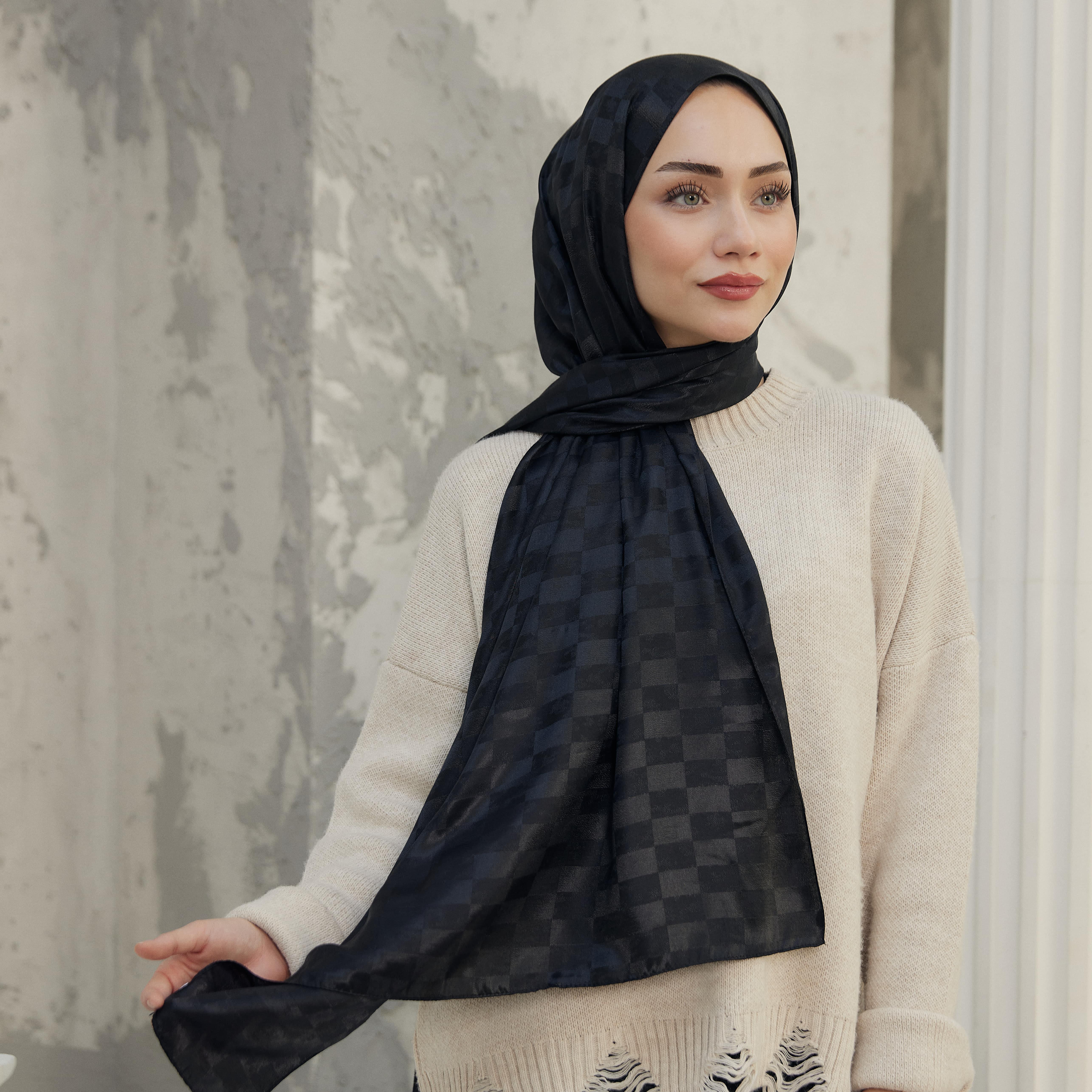 Ivory Desen İpeksi Jakar Şal Siyah