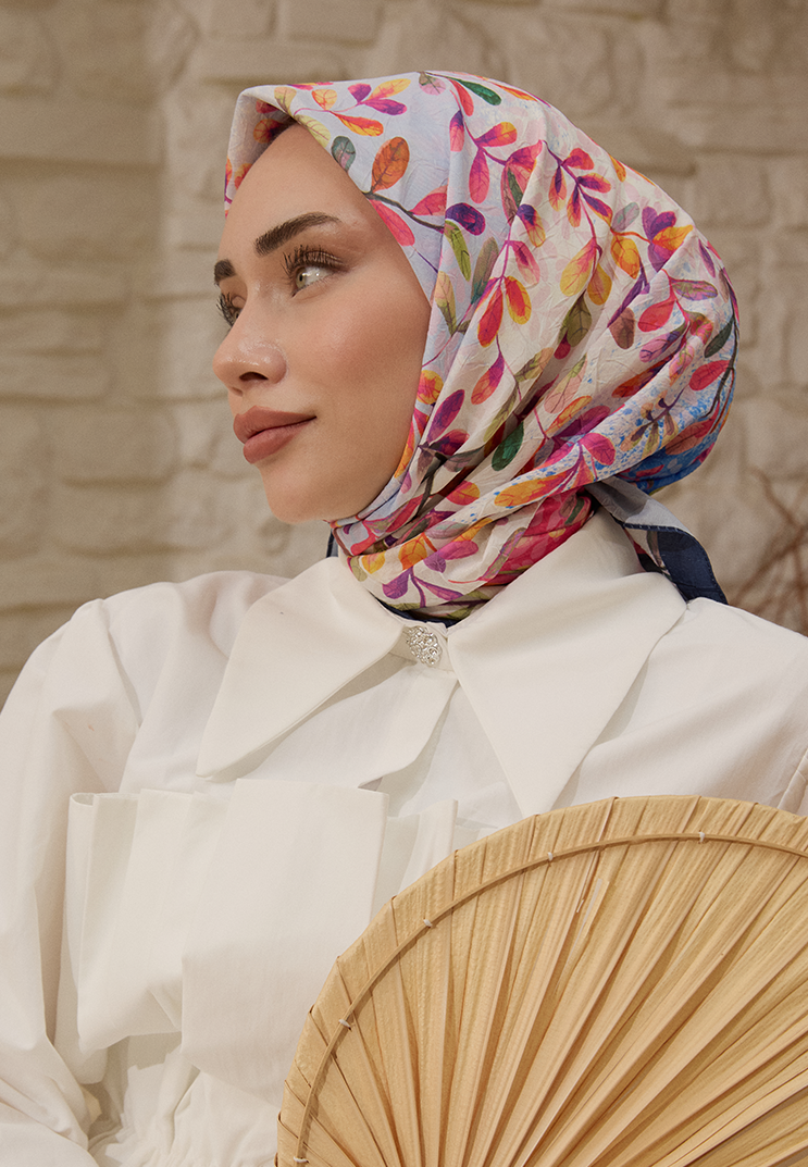 Leaf Desen Bambu Kraş Eşarp Vizon