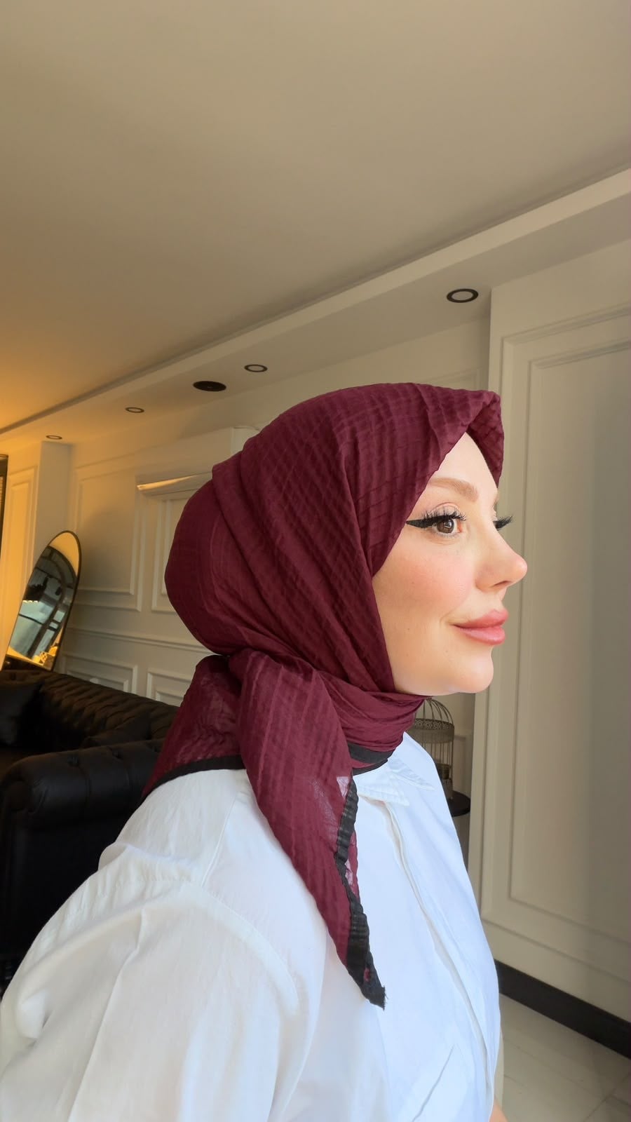MÜSLİN EŞARP BORDO-SİYAH