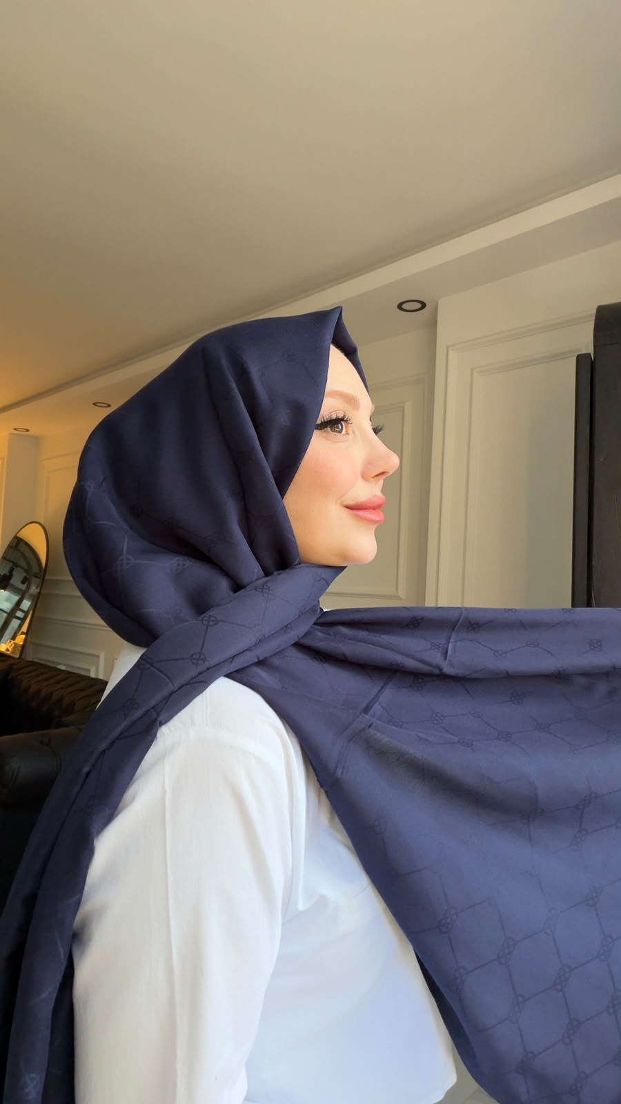 RAMİ JAKAR MONOGRAM ŞAL LACİVERT