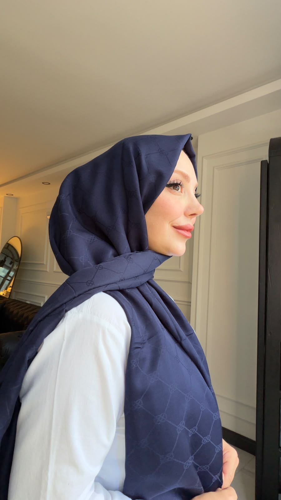 RAMİ JAKAR MONOGRAM ŞAL LACİVERT