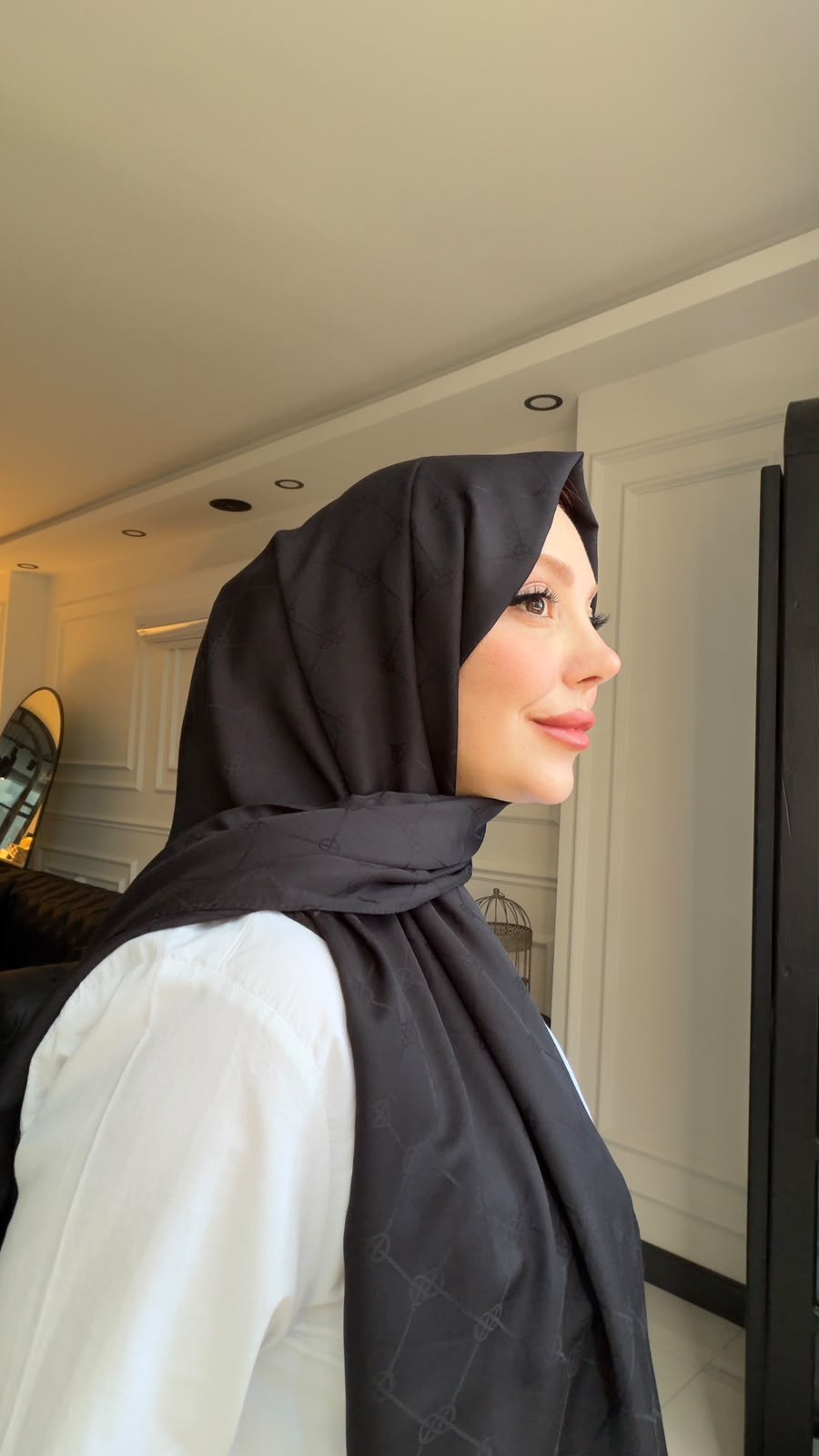 RAMİ JAKAR MONOGRAM ŞAL  SİYAH