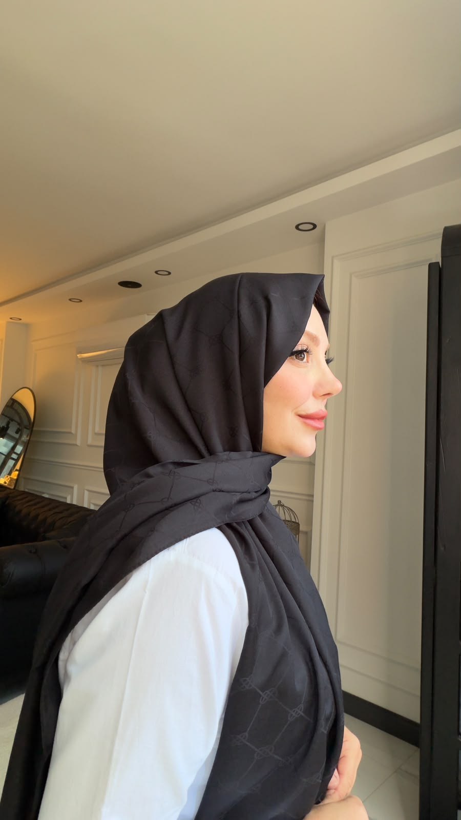 RAMİ JAKAR MONOGRAM ŞAL  SİYAH