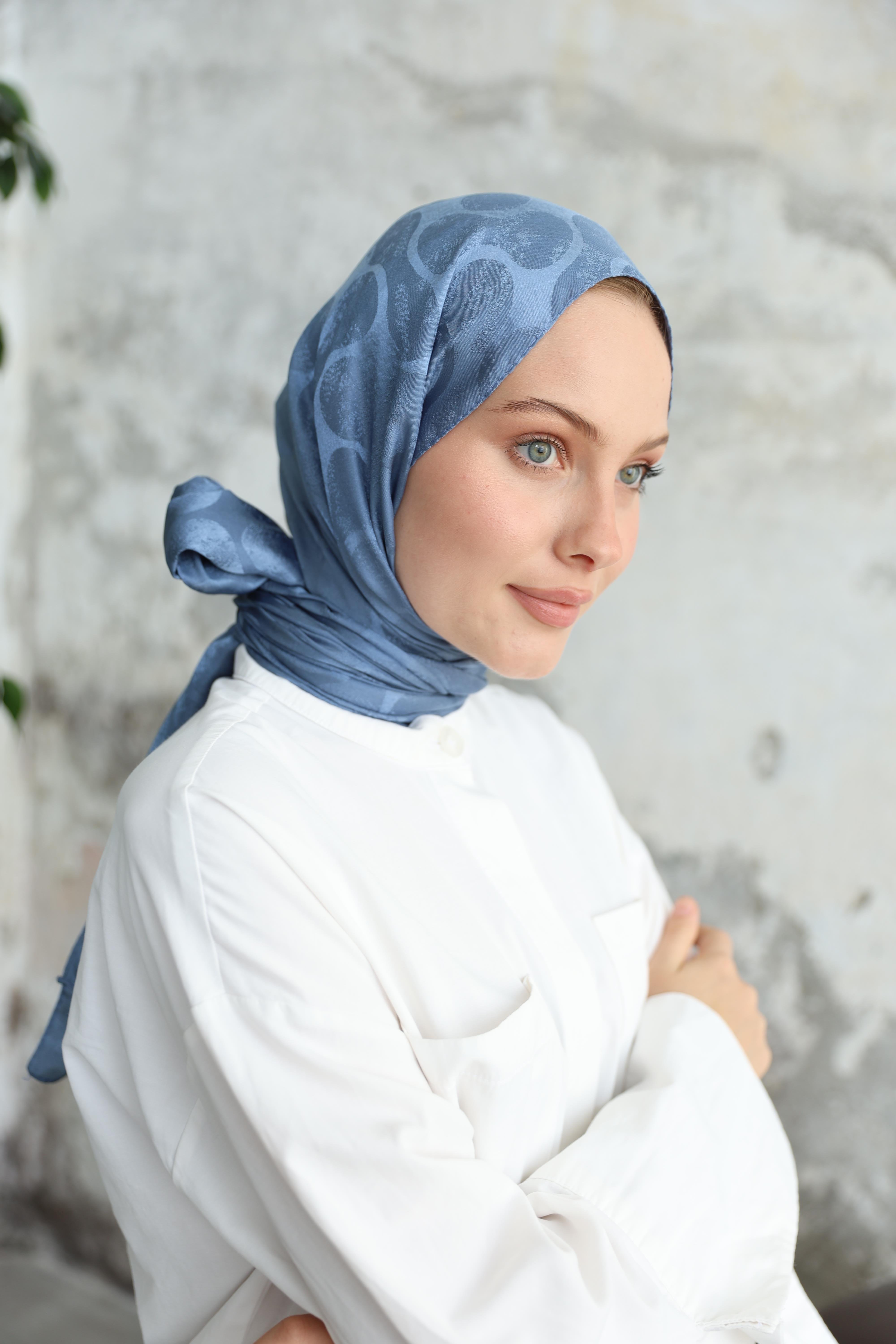 Violet Desen Jakar Şal Mavi