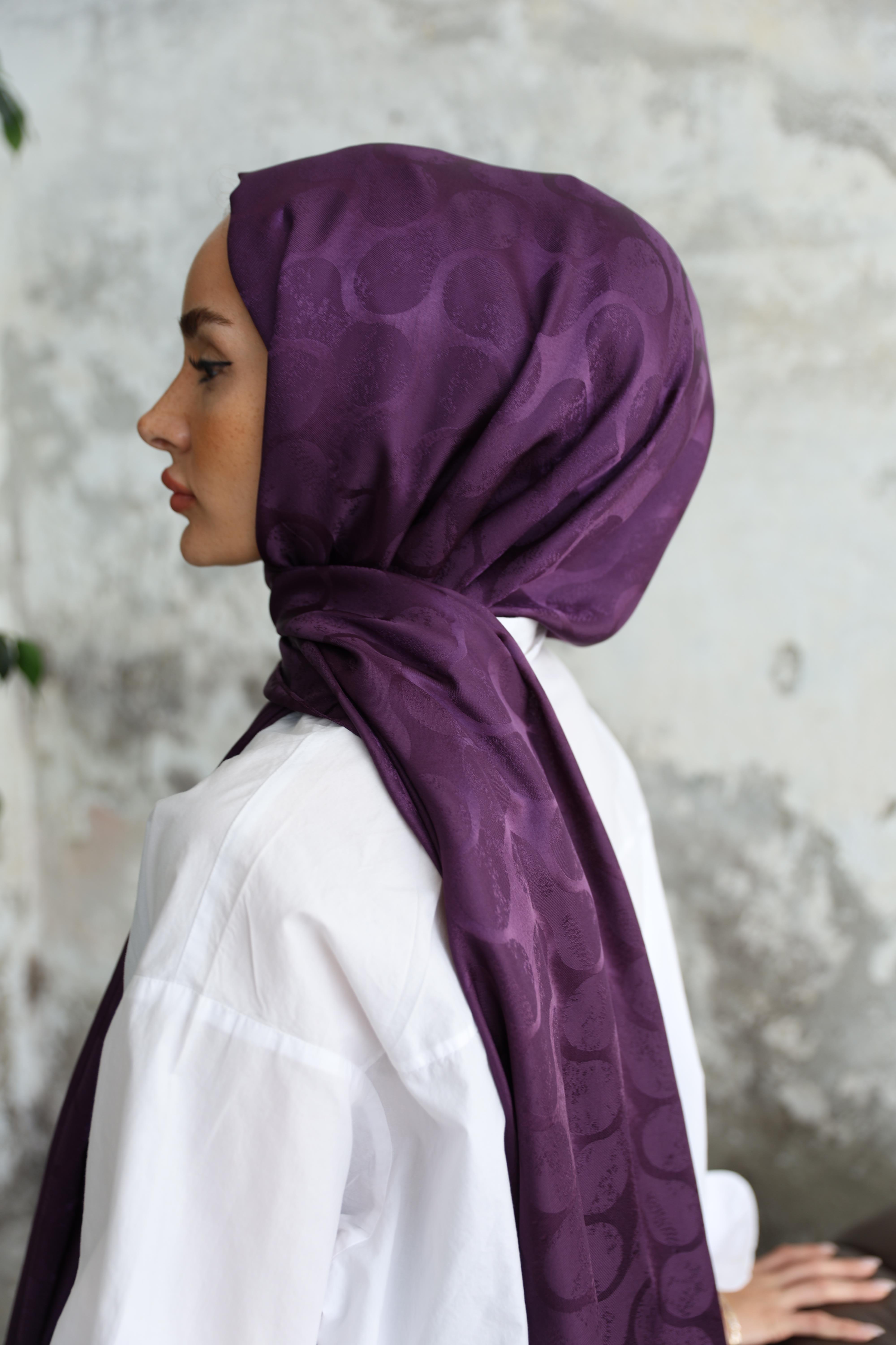 Violet Desen Jakar Şal Mor