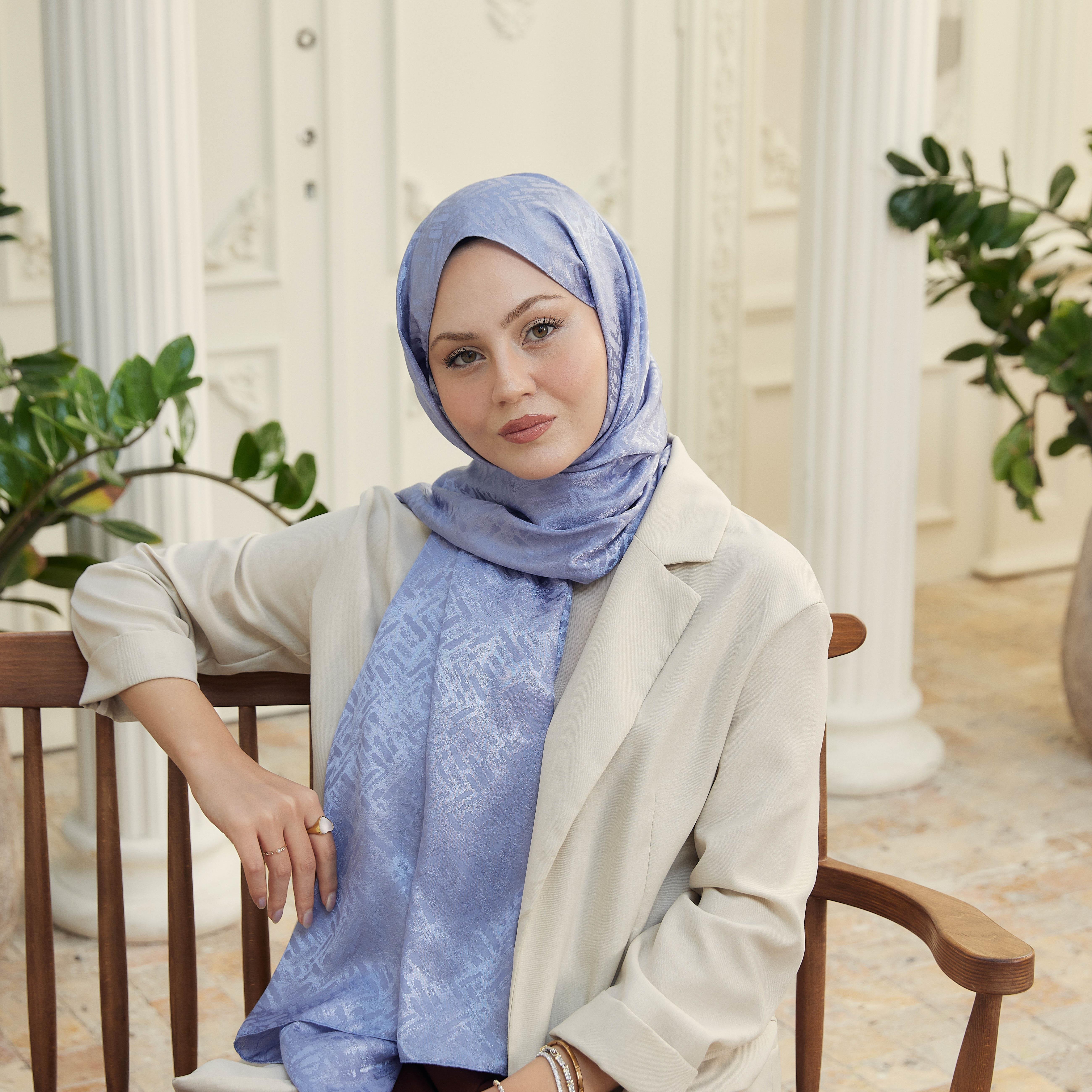 Vogue Desen İpeksi Jakar Şal Leylak