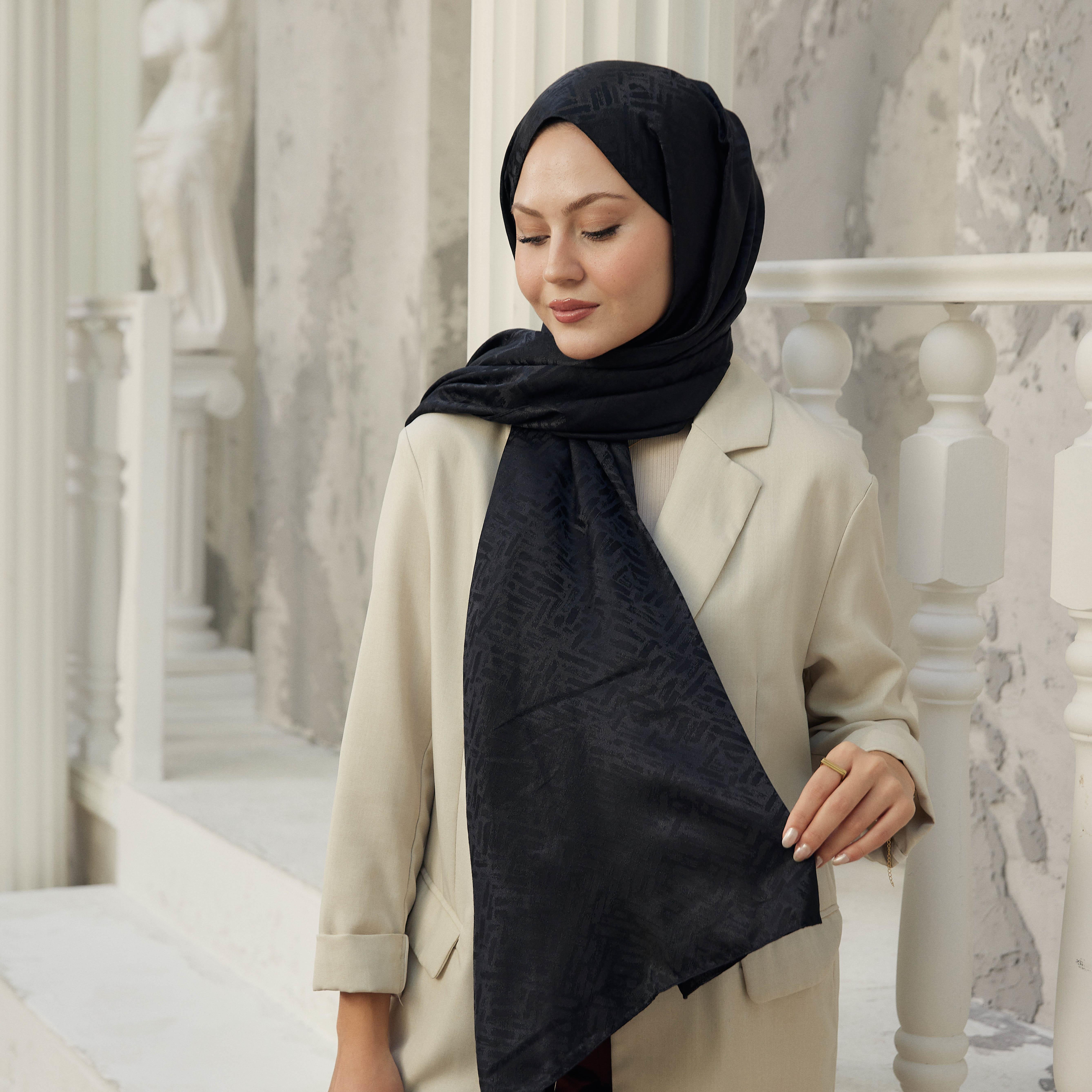 Vogue Desen İpeksi Jakar Şal Siyah