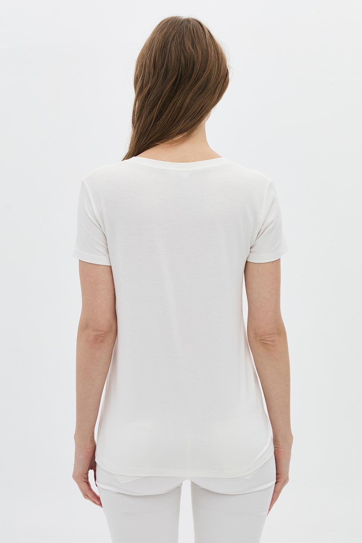 Basic Viskon V Yaka T-Shirt