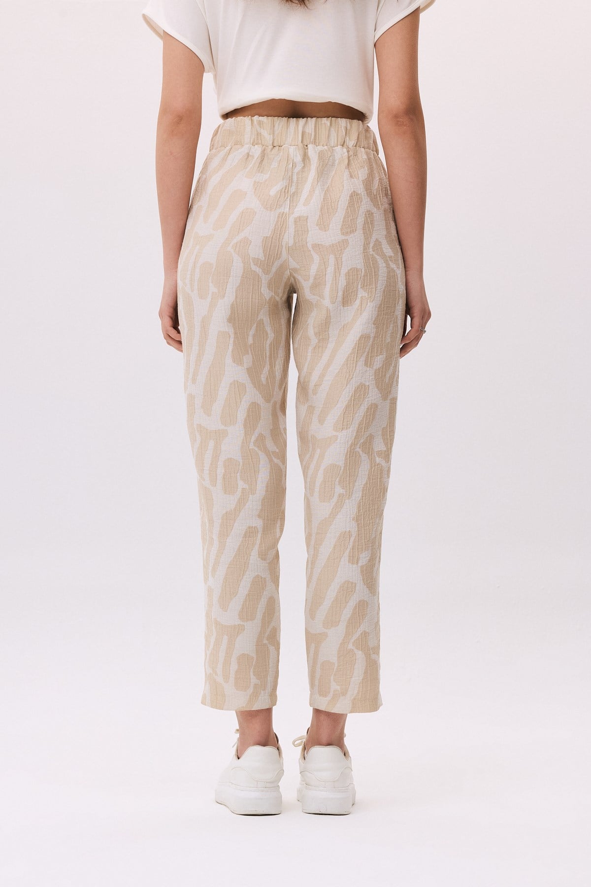 Beli Lastikli Cepli Nervürlü Zebra Pantolon