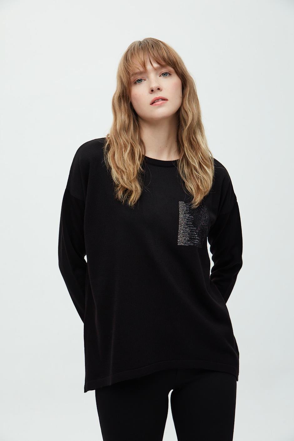 Cep Taşlı Triko Basic T-Shirt