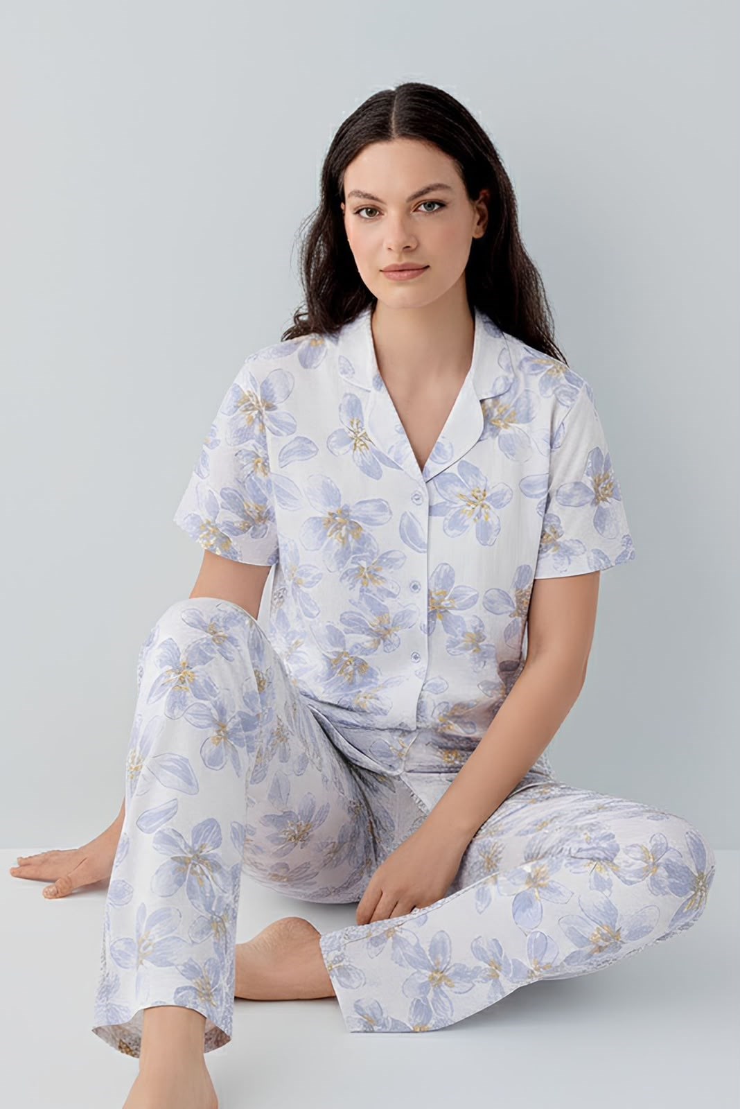 Arnetta Bayan O Yaka Kısa Kol Pijama Takım AÇIK MAVİ Kadın Pijama Takımı ARNETTA