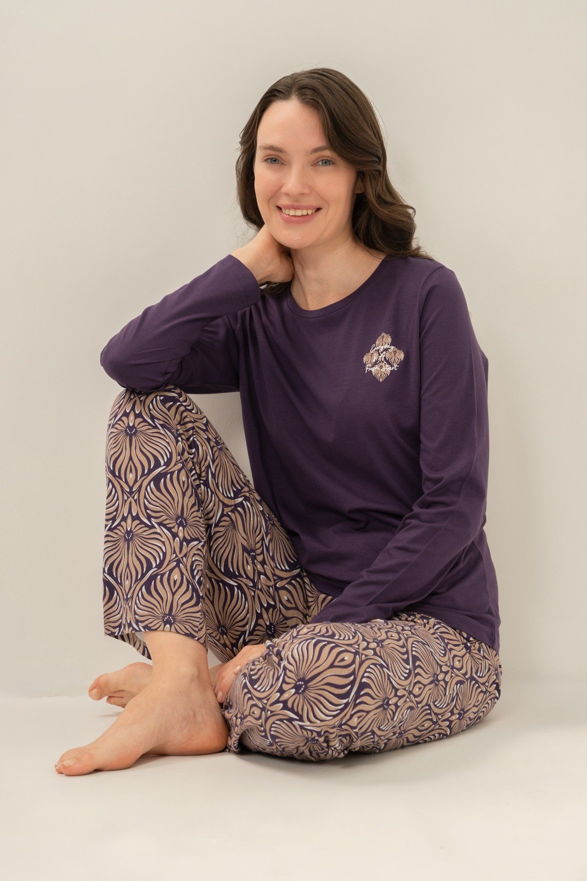 Arnetta Bayan Uzun Kol Pijama Takım MOR KONFEKSİYON ARNETTA