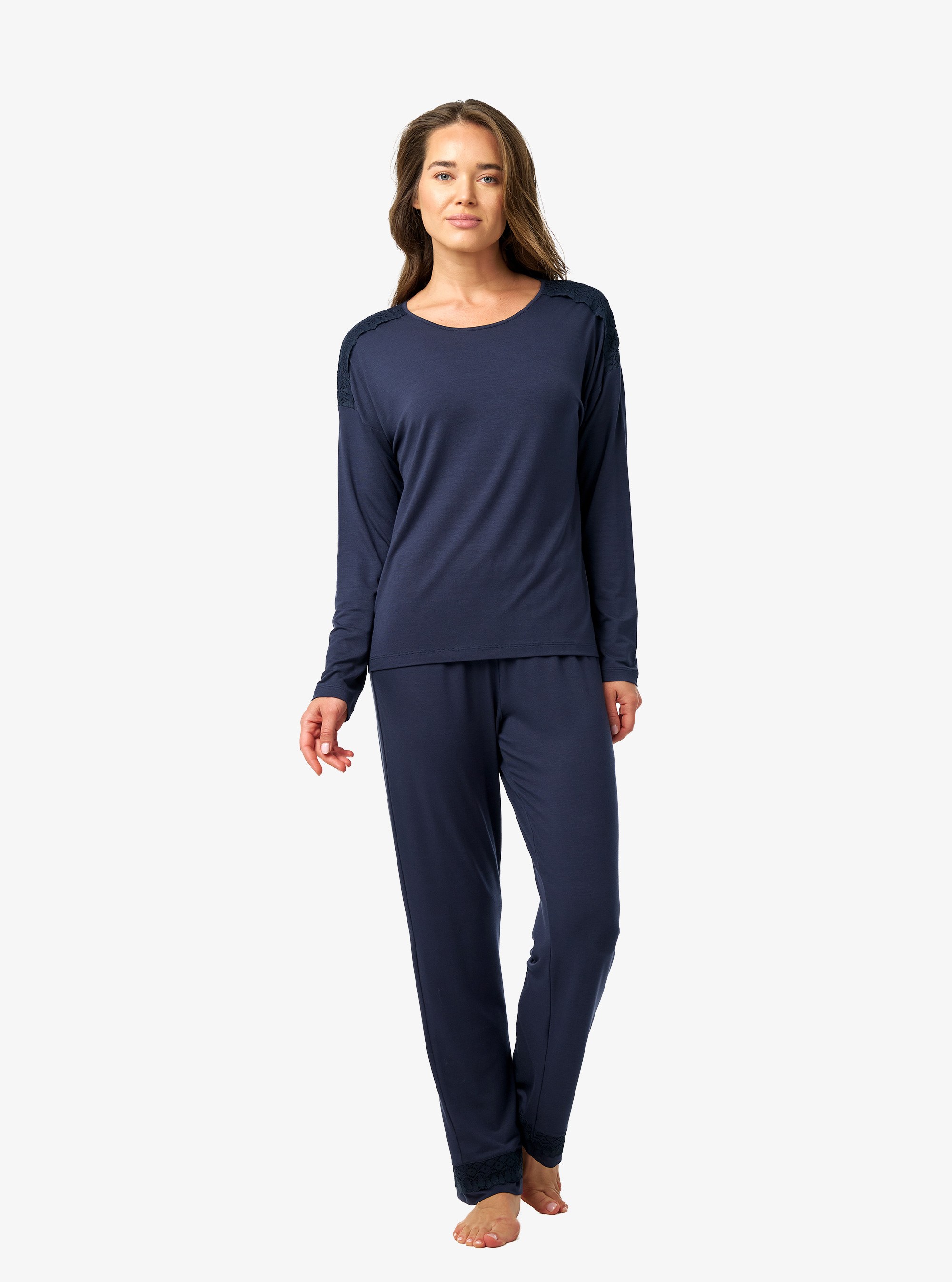 Blackspade Bayan Uzun Kol Pijama Takım LACİVERT KONFEKSİYON BLACKSPADE