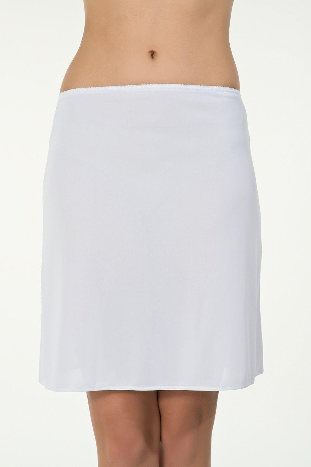 Kom Bayan Basic Midi Jüpon BEYAZ ÇAMAŞIR KOM