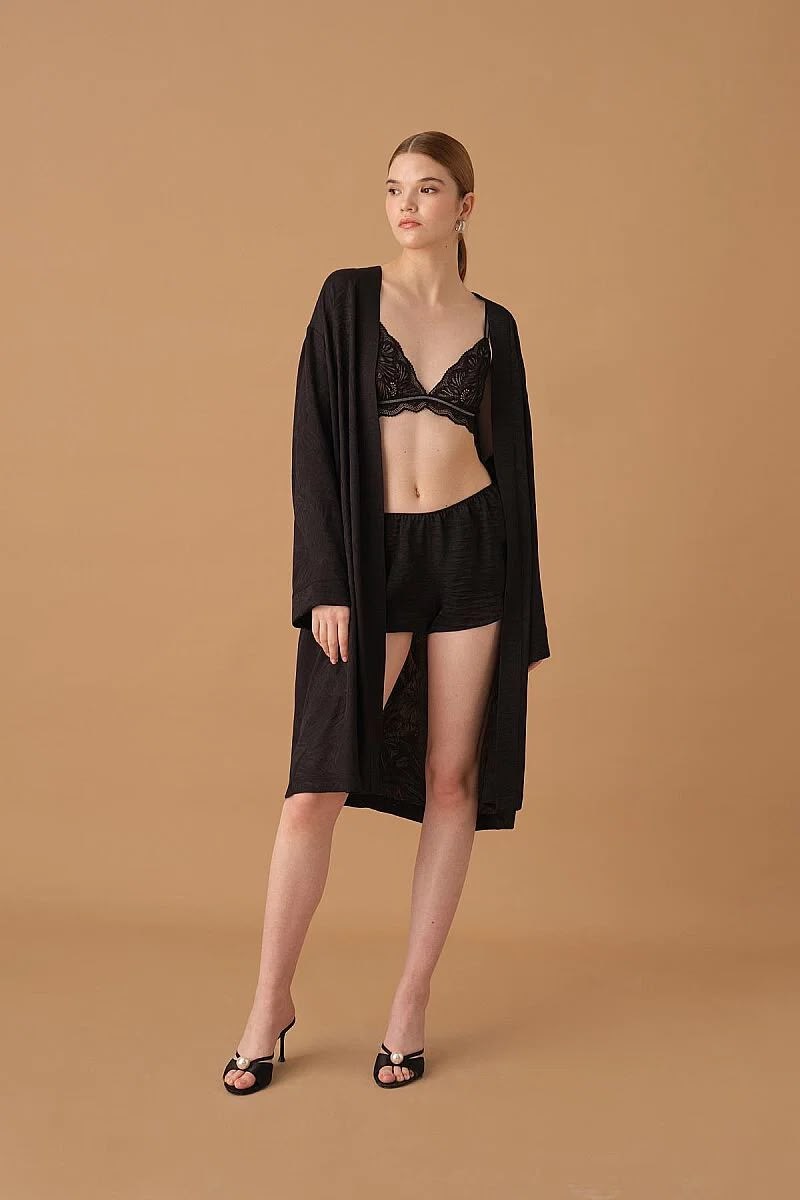 Pierre Cardin Bayan 7'li Saten Takım SİYAH CEYİZ PİERRE CARDİN