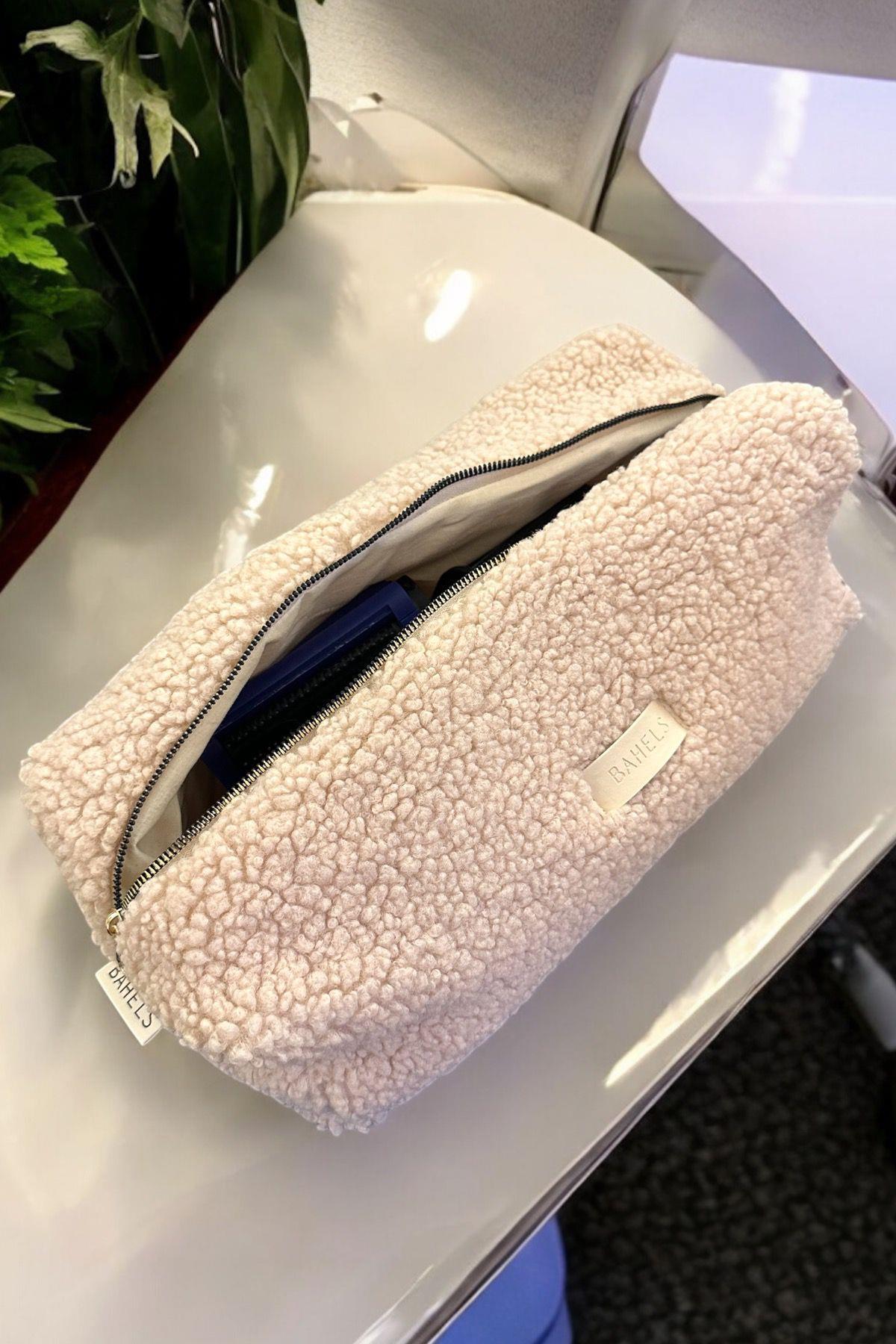 Teddy Peluş Bej Tüm Saç Şekillendirici İçin Xl Boy Çanta Seyahat Çantası