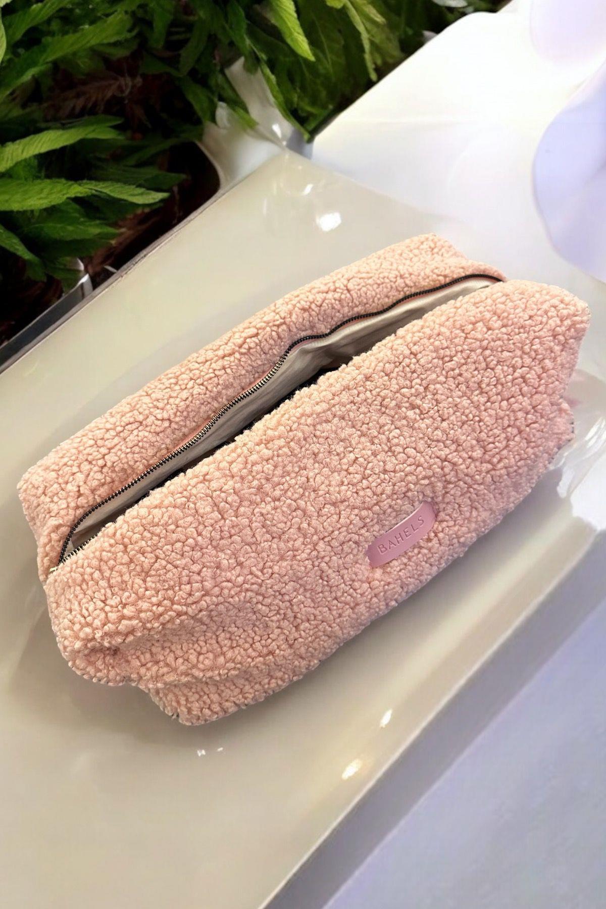 Teddy Peluş Pembe Tüm Saç Şekillendirici İçin Xl Boy Çanta Seyahat Çantası