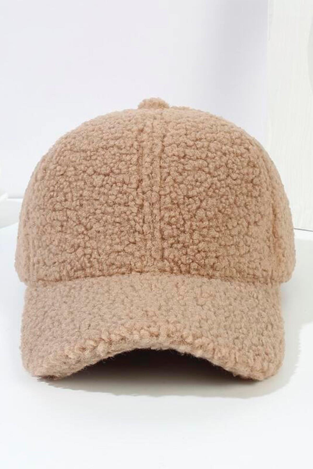Trend Teddy Peluş Camel Cap Şapka