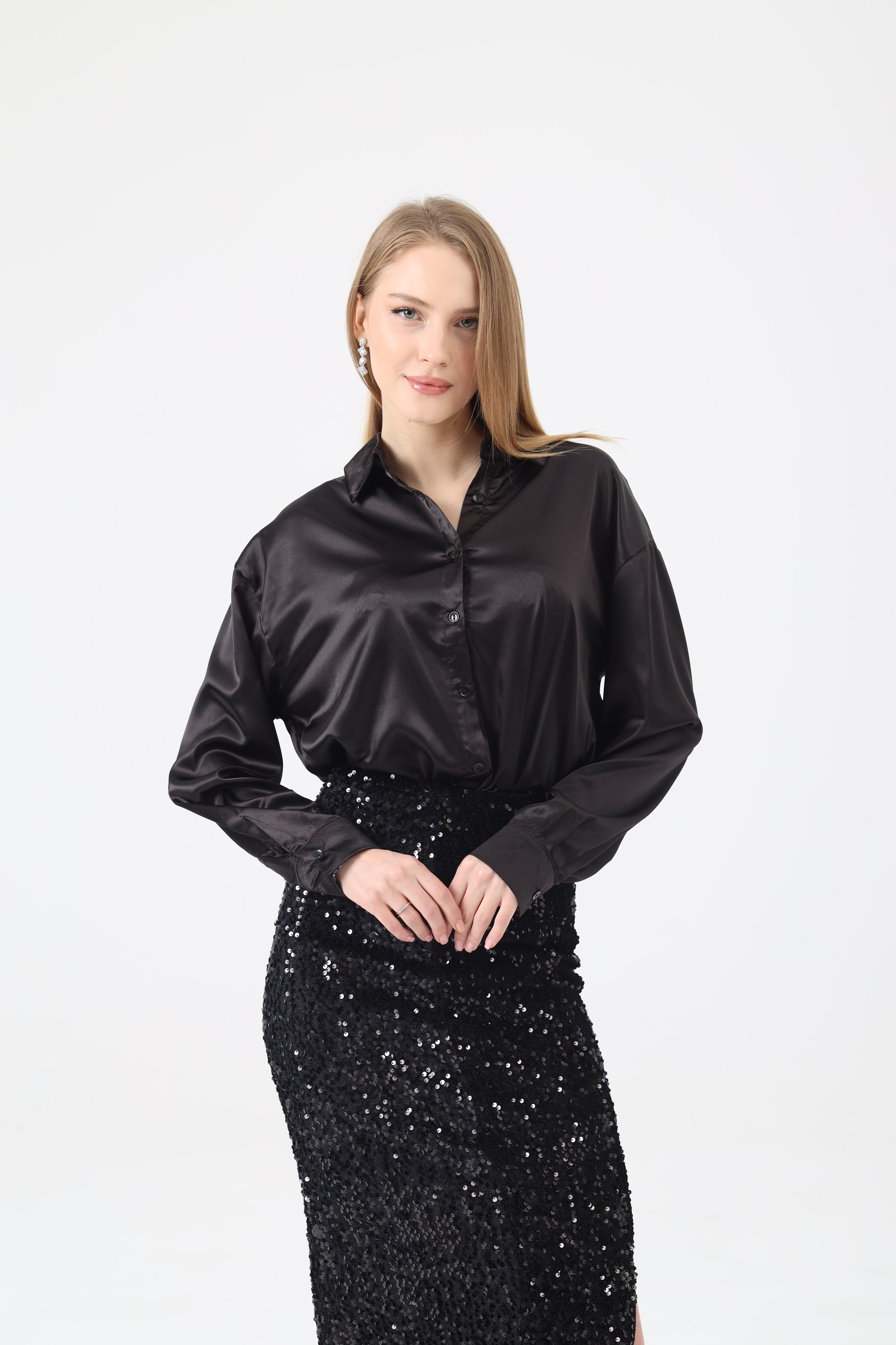 Dilek Aydın Atelier Pullu Uzun Etek Siyah