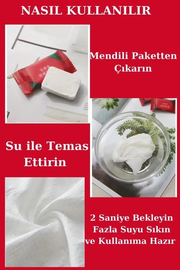 10 Adet Suda Şişen Kapsül Pamuk Mendil 20*20cm