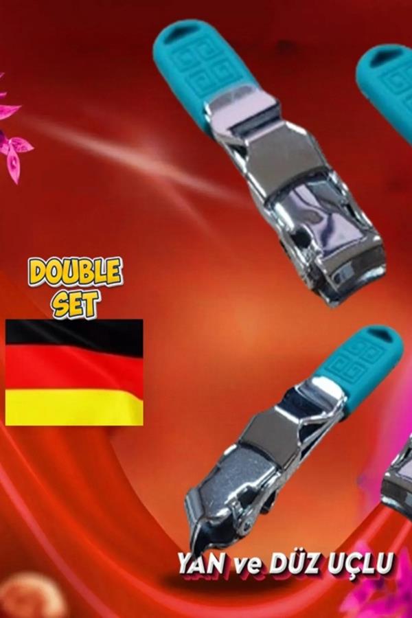 2li Set Rubber Tırnak Makası Düz ve Yan Uçlu Mavi