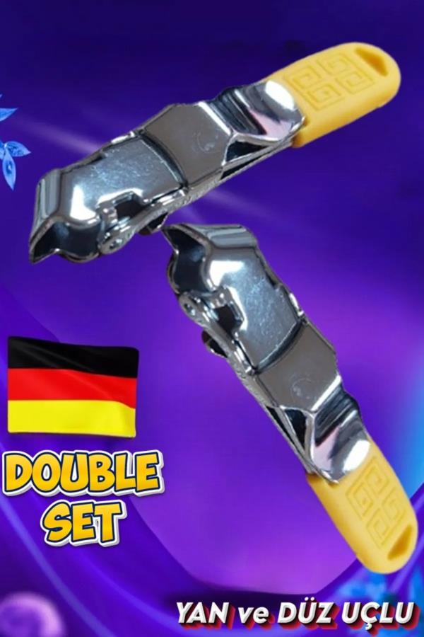 2li Set Rubber Tırnak Makası Düz ve Yan Uçlu Sarı