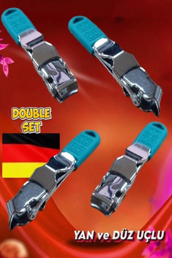 2li Set Rubber Tırnak Makası Düz ve Yan Uçlu Mavi