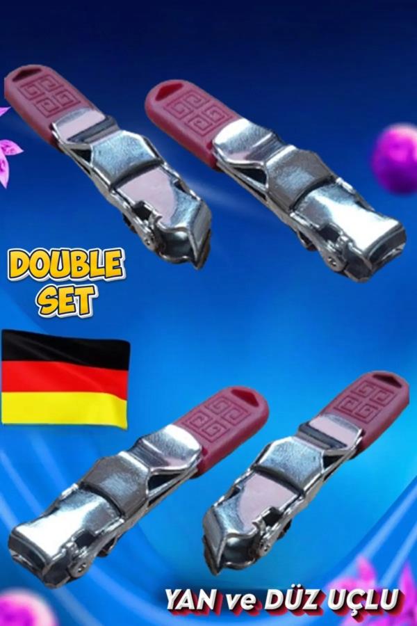 2li Set Rubber Tırnak Makası Düz ve Yan Uçlu Kırmızı