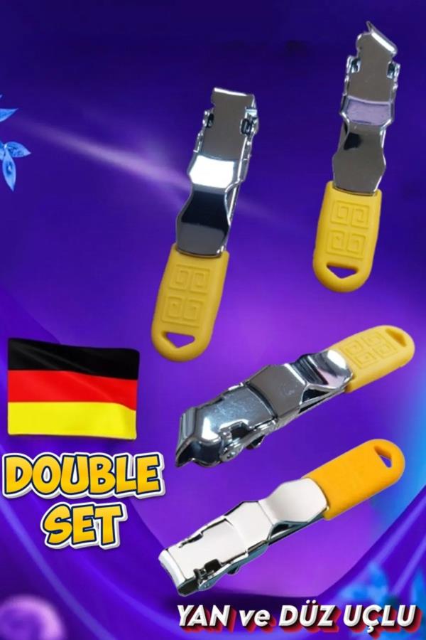 2li Set Rubber Tırnak Makası Düz ve Yan Uçlu Sarı