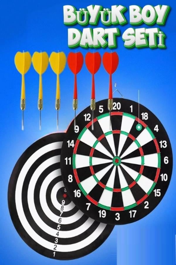 45 cm Çantalı Çift Taraflı Ahşap Çelik Dart Seti