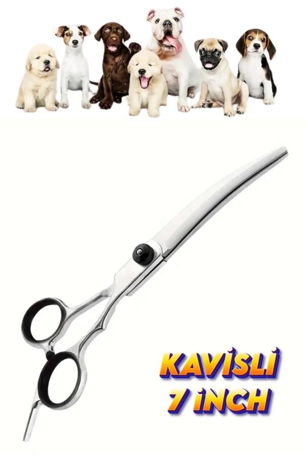 7 İnç Kavisli Evcil Hayvan Tıraş Makası - Siyah
