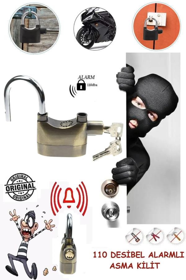 Bakır Alarmlı Uzun Asma Kilit