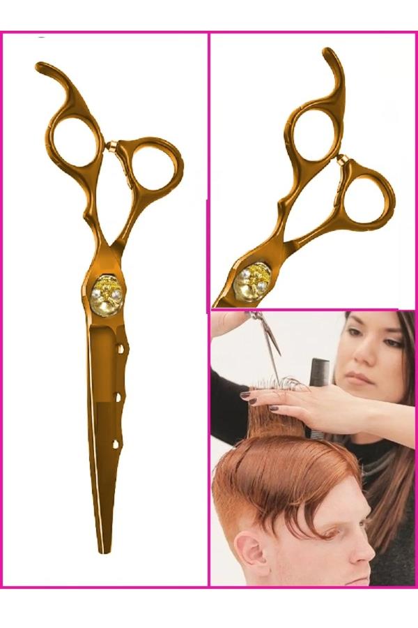 Dış Bükey Düz Uçlu Saç Kesim Makası Kurukafa Karamel