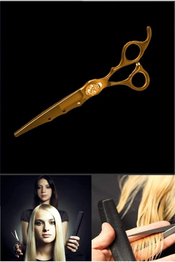 Dış Bükey Düz Uçlu Saç Kesim Makası Kurukafa Karamel