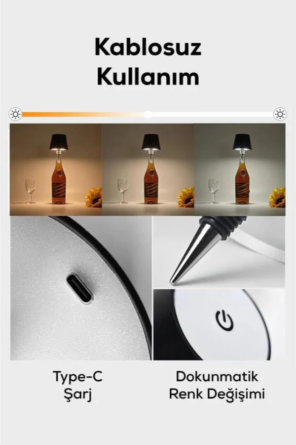 Kablosuz LED Abajur Şişe Lambası